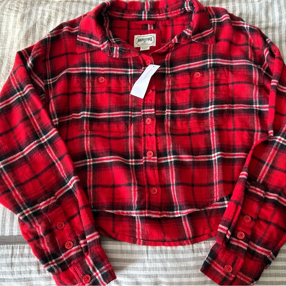 AE Plaid Button Down Shirt XS